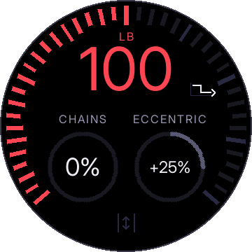 100 lb loaded with a white drop set icon on the right