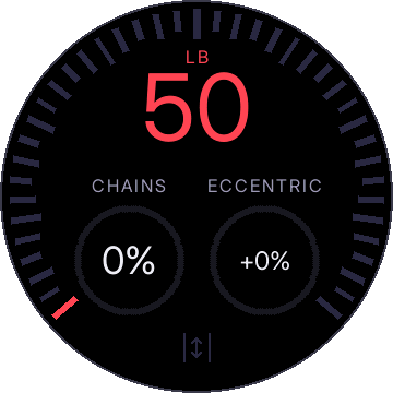50 in red, the rim sweeping to red