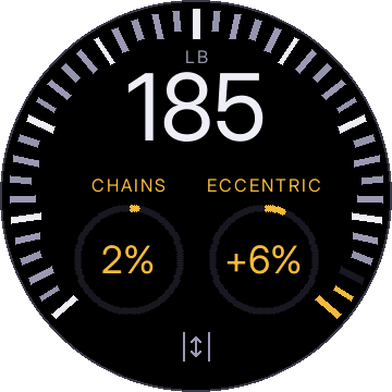 185 lb with CHAINS 2% and ECCENTRIC +6% in gold