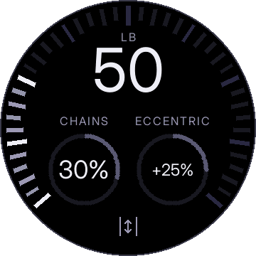 50 lb, CHAINS 0%, ECCENTRIC +25%
