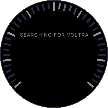 A dim dial rim and the words SEARCHING FOR VOLTRA