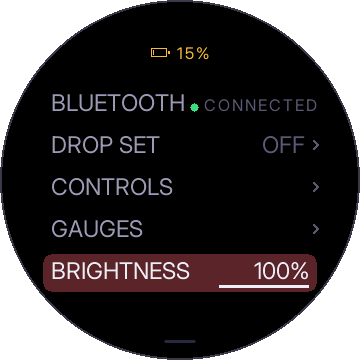 BRIGHTNESS row being edited with a track under the value